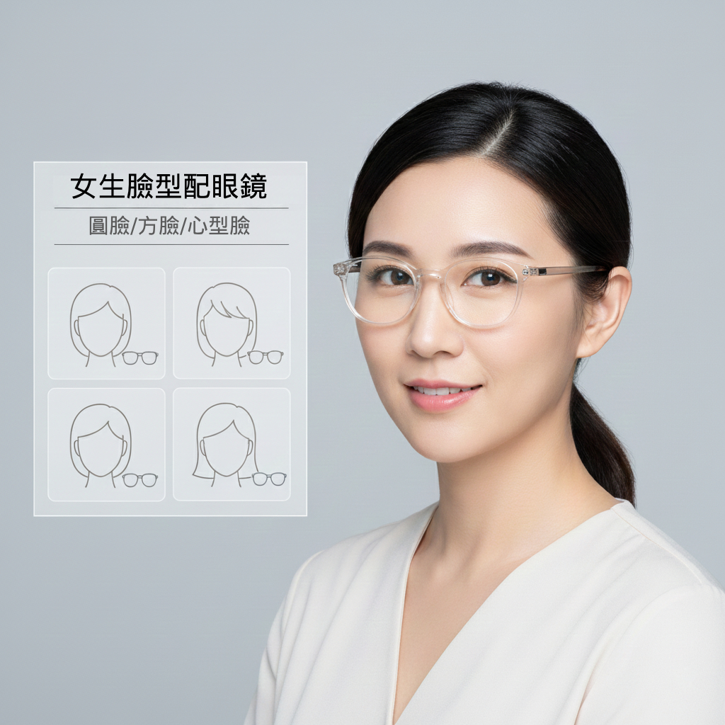 女士臉型配眼鏡-專屬選框指南,找到專屬鏡款一秒提升顏值(示意圖)